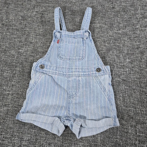 Levi's Other - Levi's Baby 12M Light Wash Pinstripe Denim Shortall Overalls